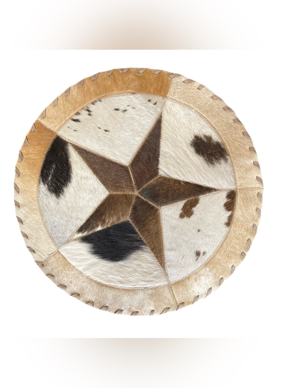 Vintage Handcrafted Hair-On-Cowhide Western Texas Star 16.5” Accent Mat